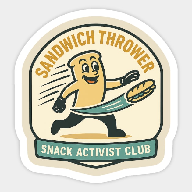 Sandwich Thrower - Retro Protest Poster Parody Sticker by ArtistTee ⭐⭐⭐⭐⭐